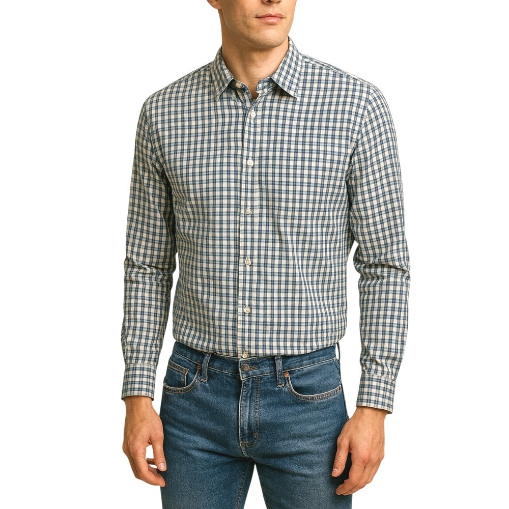 Hugo Boss Sharp Fit Mens Preppy‎ Long Sleeve Plaid Dress Shirt Large